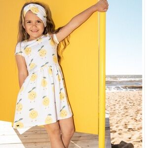 Charming Lemon Print Kids Dress